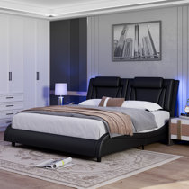 Black headboard best sale with lights